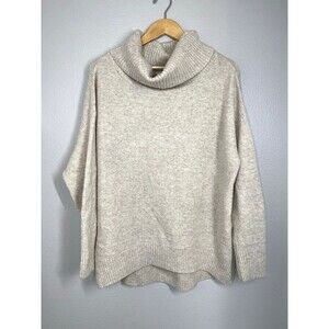 Super Cozy Women's Size L Old Navy Oversized Oatmeal Cowl Neck Sweater Cream‎
